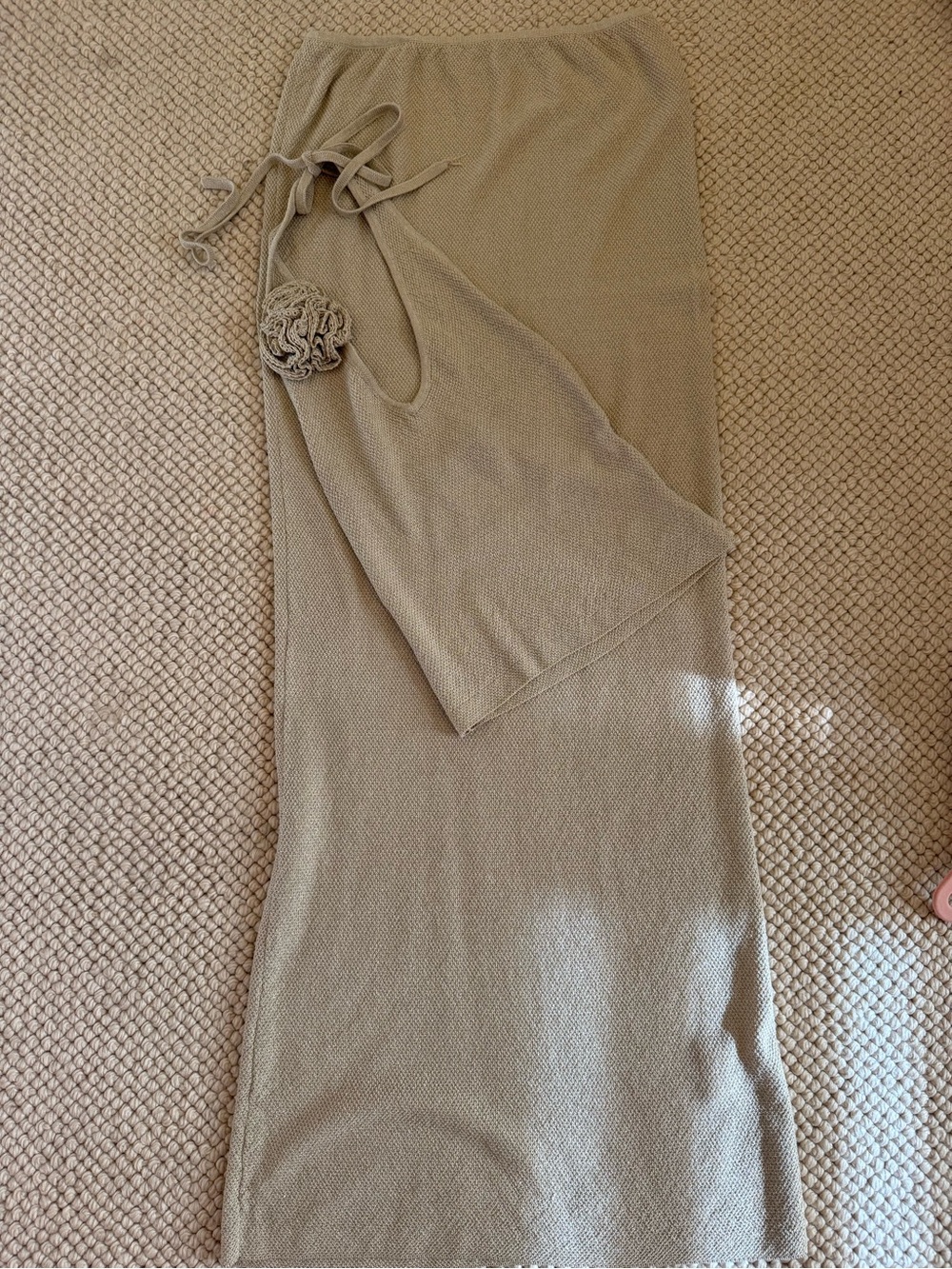 White Fox Boutique Beige/Tan Knit Maxi Skirt and Halter Top Set